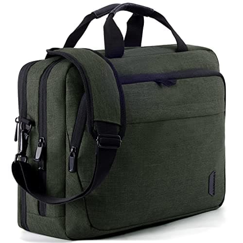 BAGSMART 17.3 Inch Laptop Bag, Expandable Computer Bag Laptop Briefcase Men Women,Laptop Shoulder Bag,Work Bag Business Travel Office, Dark Green - Image 1
