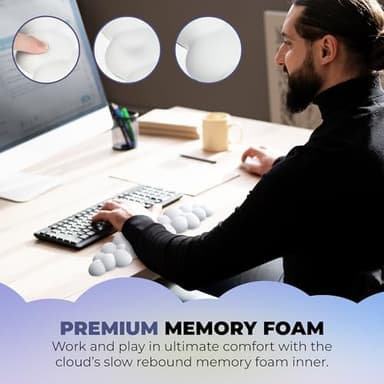 SGEE Ultra-Soft Keyboard and Mouse Wrist Rest for Computer – Pressure Relief Padding, Contoured Shape for Proper Alignment, Anti-Slip Base, Modern Look, Portable, Injury Prevention, Large, White - Image 7
