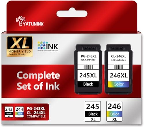 YATUNINK 245XL 246XL Combo Pack Compatible for Canon Ink 245 and 246 Works with MX490 MX492 TR4520 TR4522 MG2500 MG2522 TS3100 TR4500 Printer PG245XL CL246XL (Black and Tri-Color) - Image 1