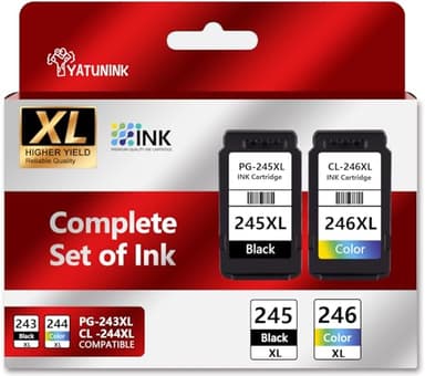 YATUNINK 245XL 246XL Combo Pack Compatible for Canon Ink 245 and 246 Works with MX490 MX492 TR4520 TR4522 MG2500 MG2522 TS3100 TR4500 Printer PG245XL CL246XL (Black and Tri-Color) - Image 1
