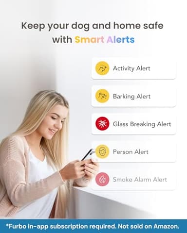 Furbo 360° Dog Camera - Unlock with Paid Plan: Home Security & Dog Safety Alerts, Rotating Pet Treat Dispenser w/ 2-Way Speaker, Smart Indoor Cam w/Phone App (3mo Minimum Subscription Required) - Image 3