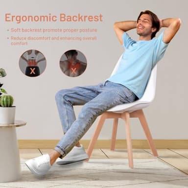 Dining Chairs Set of 6, Side Chairs Upholstered Armless Mid-Back Faux Leather Cushioned for Dining Room Kitchen Living Room, Soft Padded Seats & Solid Wood Legs, White - Image 5