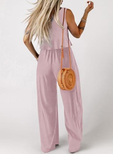 Dokotoo 2 Piece Sets for Women Crop Top Womens Fashion Matching Sets Women Clothing Lounge Sets for Women Business Casual Outfits for Women Pink X-Large - Image 3