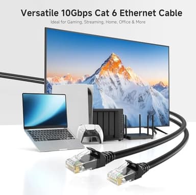 Cable Matters 10Gbps Snagless Cat 6 Ethernet Cable - 20ft, Cat 6 Cable, Cat6 Cord, Ethernet Cord, Black - Image 3