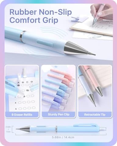 Four Candies Cute Mechanical Pencil Set, 6PCS Pencils 0.5 mm & 0.7mm with 360PCS Lead Refills, Pastel Erasers, Case for School Supplies - Image 4