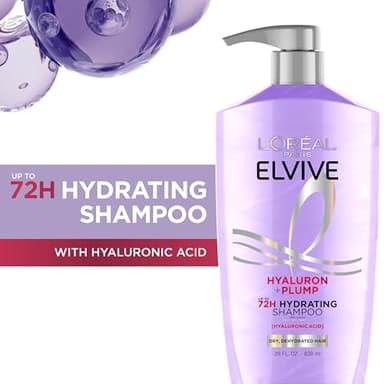 L'Oreal Paris Elvive Hyaluron Plump Shampoo and Conditioner Set for Dehydrated, Dry Hair with Hyaluronic Acid Care Complex, 1 Kit (2 Products) - Image 2