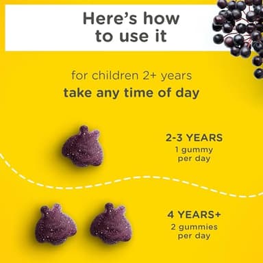 Zarbee’s Kids Elderberry Immune Support Supplement Gummies, Vitamins A C D3 E & Zinc, Elderberry Extract, Gluten & Gelatin Free, No Artificial Flavors, Natural Berry Flavor, Ages 2+, 42 Ct - Image 3
