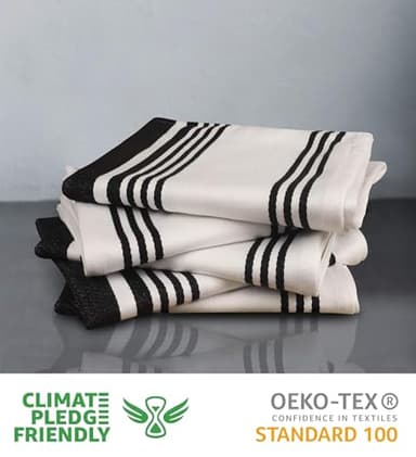 Urban Villa Kitchen Towels 100% Cotton Pack of 6, Highly Absorbent Quick Drying Super Soft Premium Dish Towels for Kitchen with Hanging Loop Hand & Tea Towels - 20x30 Inch, (Black & White, Striped) - Image 2