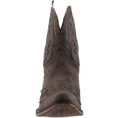 ROPER Womens Amelia Tooled Inlay Snip Toe Casual Boots Ankle Low Heel 1-2" - Brown - Size 8.5 B - Image 5