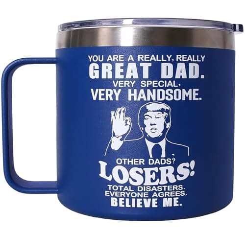 Fathers Day Dad Gifts from Daughter Son,Birthday Gifts for Dad,Stepdad,Father-in Law,Daddy - Gift for Men Papa Grandpa Uncle -14 oz Blue Tumbler Mug - Image 1
