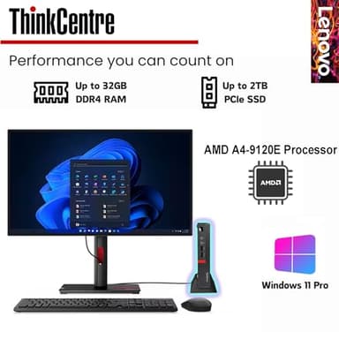 Lenovo ThinkCentre Mini Business Desktop, AMD Dual-Core Processor, Dual-Display Support, Wi-Fi, Bluetooth, USB, RJ-45, Keyboard&Mouse Included, Windows 11 Pro (16GB RAM | 1TB SSD) - Image 2