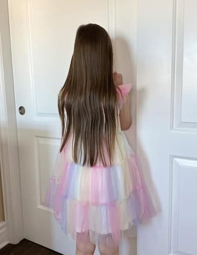 Arshiner Toddler Tulle Dress Girls Rainbow Tutu Dresses Ruffle Tiered Swing Twirly Summer Sundress 4T - Image 6