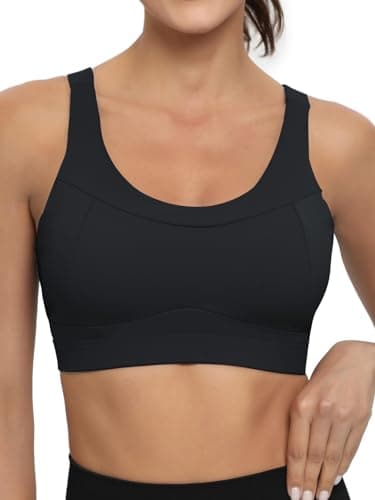 RUNNING GIRL High Impact Sports Bras for Women,Racerback Bra Workout Crop Tops for Women(WX2667 Black,XL) - Image 1