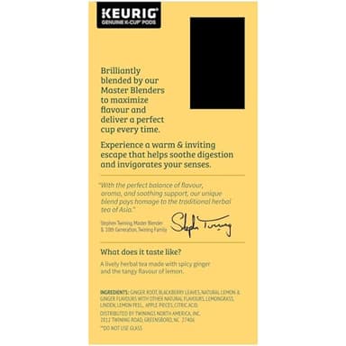 Twinings Lemon & Ginger Herbal Tea K-Cup Pods for Keurig, 24 Count (Pack of 4), Naturally Caffeine-Free, Enjoy Hot or Iced - Image 5