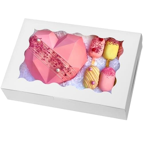 Moretoes 15pcs Bakery Boxes,12x8x2.5 Inches Cookie Boxes with Window, for Chocolate Covered Strawberries, Cakes, Pies, Muffins, Donuts and Pastries - Image 1