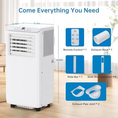Portable Air Conditioners 10,000 BTU, Quiet Operation with Remote Control, Cools Rooms Up to 450 Sq. Ft, Portable AC Unit for Office Dorm Rooms, White - Image 6