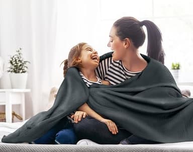 Utopia Bedding Smoke Gray 100% Cotton Blanket [Full Size - 90x84 Inch] 350GSM Lightweight, Soft and Breathable Thermal Blanket for All Seasons - Image 3