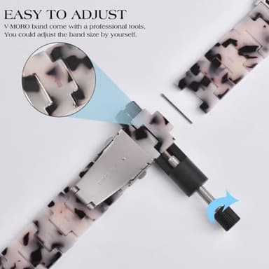 V-MORO Resin Bands Compatible with Apple Watch Series 8/9/10/11 44/45/46/42mm Lightweight Fashion Cute Strap with Starlight Stainless Steel Buckle for iwatch Ultra 49mm Series 7/SE/6/5/4/3/2/1(Tortoise Stone) - Image 5