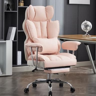 Efomao Big and Tall Office Chair 400LBS, Heavy Duty Executive Office Chair with Foot Rest, Home Office Desk Chairs, Pink Big Tall Computer Chair - Image 7