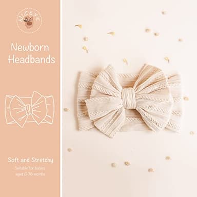 Niceye Handmade Baby Headbands Soft Stretchy Nylon Hair Bands with Bows for Newborn Infant Baby Toddler Girls - Image 2