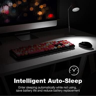 MOFII Wireless Keyboard and Mouse Combo, Black Colorful 2.4GHz Full Size Keyboard with Round Keycaps, Retro Keyboard Cute Wireless Mouse for Laptop, PC, Chromebook, Smart TV, Windows - Image 5