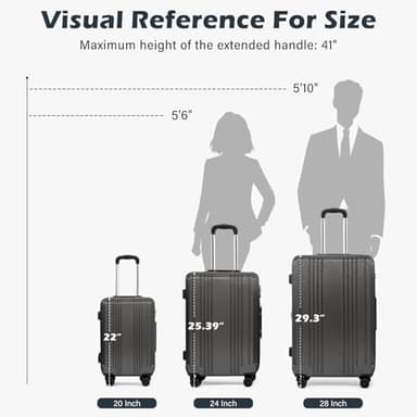 Coolife Luggage Suitcase PC+ABS with TSA Lock Spinner Carry on Hardshell Lightweight 20in 24in 28in(white, S(20in_carry on)) - Image 8