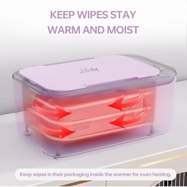 Baby Wipe Warmer, Wipe Warmer and Baby Wet Wipes Dispenser, Diaper Wipe Warmers with 3 Heat Modes and Large Capacity for Babies Pets, New Moms (Purple) - Image 6