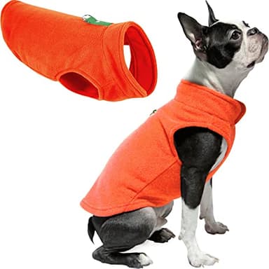 Gooby Fleece Vest Dog Sweater - Pumpkin, Small - Warm Pullover Fleece Dog Jacket with O-Ring Leash for Small to Medium Dogs - Image 2