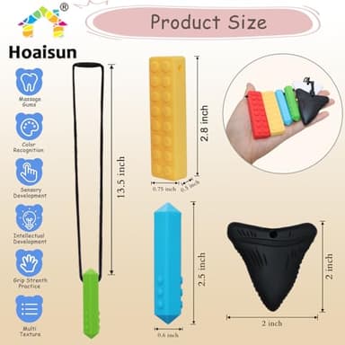 Chewy Necklaces for Sensory Kids, 6 Pack Chew Necklaces for Sensory Boys and Girls with Autism, ADHD, SPD, Chewing, Biting, Silicone Oral Sensory Chew Teething Toys for Adults Reduce Anxiety Fidget - Image 4