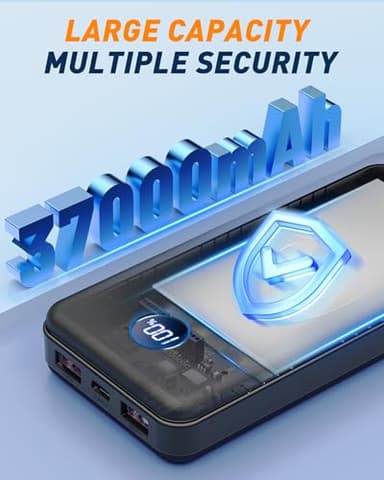 BEESHOP Portable Charger Power Bank - 37000mAh Portable Battery with 4 Built-in Cables, 22.5W Fast Charging Battery Pack Bank Compatible with iPhone 16 15 14 13 Android Samsung Phone etc(1 Pack) - Image 2