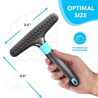 DOGI Deshedding Brush - Undercoat Rake for Dogs, Cats, Matted, Short, Long Hair Coats - Double Row Stainless Steel Pins - Reduce Shedding by 90% (Blue) - Image 5