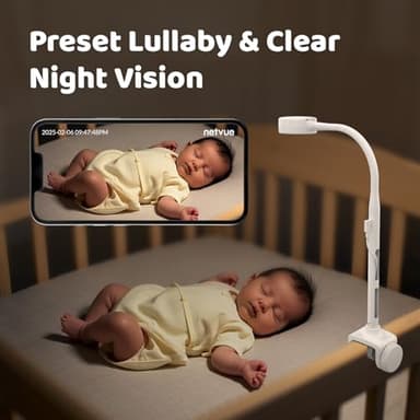 NETVUE Peekababy Baby Camera with Wireless Audio, Adjustable Crib Mount Monitor, Works via 2.4GHz Wi-Fi for Wide Coverage & Stable Connection, Smart App, Two-Way Talk (White) - Image 5