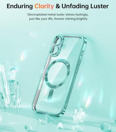 Meifigno Candy Series Case for iPhone 16 Plus 6.7’’, [2X Screen Protectors] [Glitter Card & Wrist Strap] [MagSafe Compatible] Full Camera Protection for iPhone 16 Plus Case, Teal - Image 3