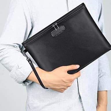 Fireproof Document Bag with Lock, ZOOPIP 14.3"x10.2" Fireproof and Waterproof Money Bag with Zipper Closure, Storage Pouch for A4 Letter Size Document, Cash, Cell Phone, Tablet, Credit Card,Passport - Image 2