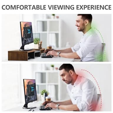 TAVR Dual Monitor Stand Riser, Computer Monitor Stands for 2 Monitors, Extra Long Multifunctional Desktop Organizer Riser for Computer, Laptop, PC, Printer, TV, Max 43.3" Length, Rustic Brown - Image 5