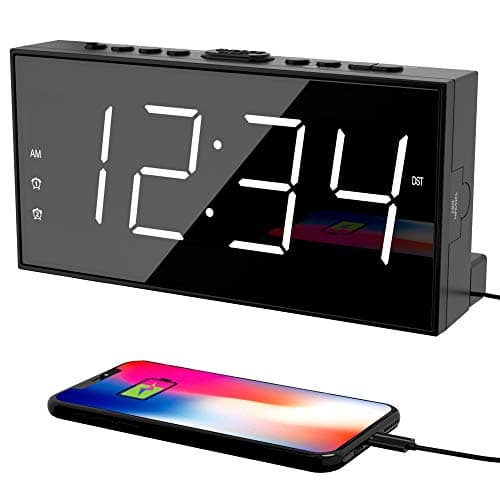 Alarm Clock for Bedroom, 2 Alarms Loud LED Big Display Plug in Simple Basic Digital Clock with USB Charging Port, Adjustable Volume, Dimmable, Snooze for Deep Sleepers Kids Elderly Home Office - Image 1