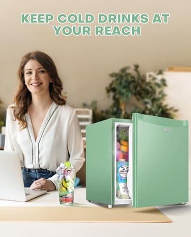 Upstreman 1.7 Cu.ft Mini Fridge with Freezer, Dorm Essentials, Adjustable Thermostat, Energy Saving, Low Noise, Single Door Compact Refrigerator for Dorm, Office, Bedroom, Mint Green-FR17 - Image 9