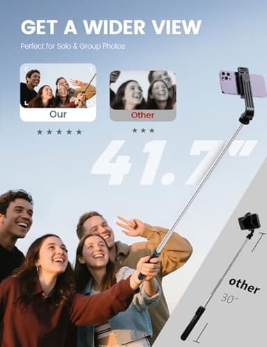 ANXRE Selfie Stick Tripod with Remote, Extendable 360° Rotatable Selfie Stick, 41.7" Phone Tripod Stand for Cell Phone Filming Compatible with iPhone Samsung Android Smartphone Gopro - Image 2