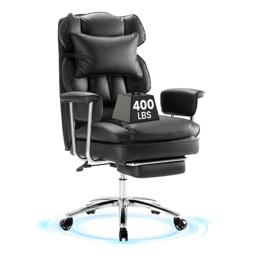 OLIXIS Executive Office Desk Chair, Ergonomic Big Tall High Back Computer Chair with Footrest & Lumbar Support, Reclining Adjustable, Comfy PU Leather Gaming Chair with Outward Fixed Armrests, Black - Image 1