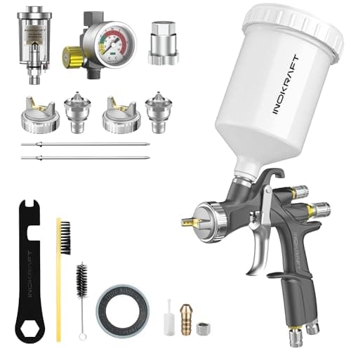 InoKraft D1 LVLP Air Spray Gun Premium Kit, Easy to Use, Paint Gun for Cars & House DIY Painting, 1.3/1.5/1.7mm Nozzles, with Paint Sprayer Accessories - Image 1