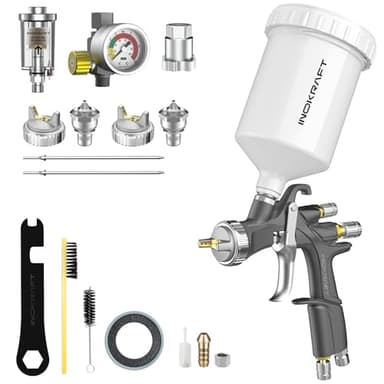InoKraft D1 LVLP Air Spray Gun Premium Kit, Easy to Use, Paint Gun for Cars & House DIY Painting, 1.3/1.5/1.7mm Nozzles, with Paint Sprayer Accessories - Image 1