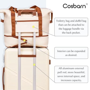 Cosbarn 5 Piece Luggage Sets with Spinner Wheels, Hardshell ABS Suitcase Set with Tsa Lock, Lightweight Hardside Waterproof Travel Suitcases for Men Women, Grey (20"/24"/28") - Image 4