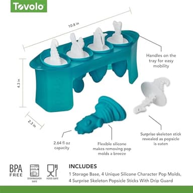 Tovolo Silicone Popsicle Molds with Sticks (Ocean Friends) - Ice Pop Molds with 4 Cavities for Homemade Flavored Ice Pops & Frozen Snacks - Popsicle Maker with Drip-Guards, Dishwasher Safe & BPA-Free - Image 5
