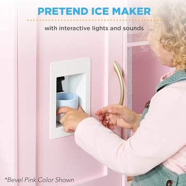 Best Choice Products Pretend Play Corner Kitchen, Ultimate Interactive Wooden Kids Playset w/Lights & Sounds, Ice Maker, Hood - Pink - Image 6