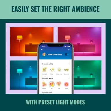 WiZ LED Smart Light Bulbs, Sunset to Sunrise Automation + Motion Detection + Control with Voice or App, Full Color A19 60W 800LM E26 Indoor, Matter Compatible - 3 Pack - Image 5