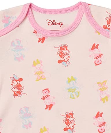 Amazon Essentials Disney | Marvel | Star Wars | Princess Baby Girls' Short-Sleeve Bodysuits, Pack of 6, Minnie Rainbow Chaser, Preemie - Image 4