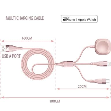 Apple Watch Charger Multi Charging Cable 6FT, Nylon Braided USB AM Port to Lightning Type C USB C Cord iWatch Magnetic Wireless Charger 3 in 1 Charging Wire for Apple iPhone Android Phone and iWatch - Image 2