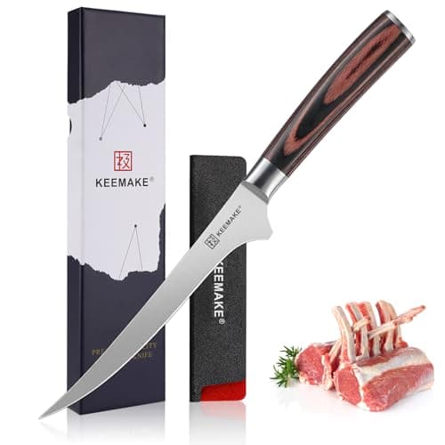 KEEMAKE Boning Knife 6 Inch, Super Sharp Fish Fillet Knife, High Carbon Stainless Steel Deboning Knives, Professional Boning Knives for Meat Cutting Poultry, Pakkawood Handle with Gift Box - Image 1