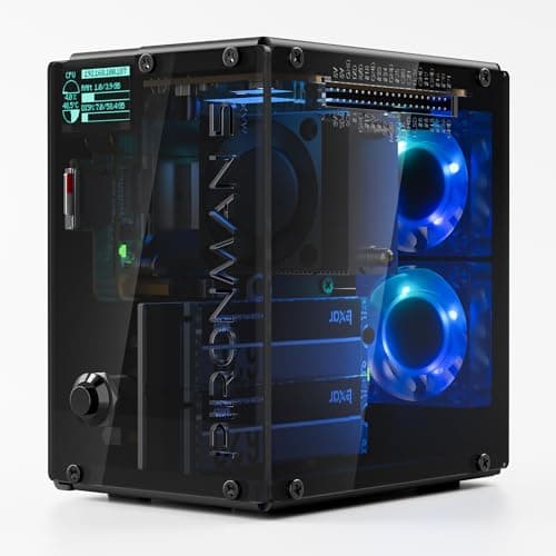 Pironman 5-MAX Dual NVMe M.2 SSD PCIe PC Case for Raspberry Pi 5 NAS RAID 0/1 Hailo-8L AI Accelerator PWM Tower Cooler+Dual RGB Fans, 0.96" OLED Module, Safe Shutdown, Standard HDMI(RPI5 Not Included) - Image 1