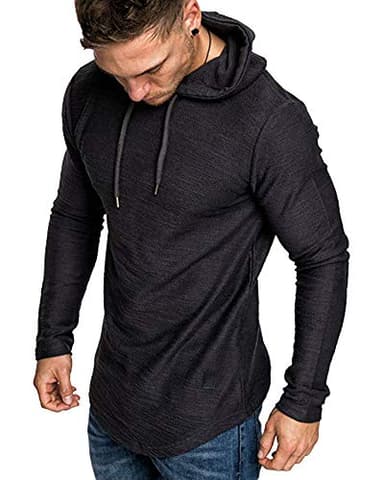 Lexiart Mens Fashion Athletic Hoodies Sport Sweatshirt Solid Color Fleece Pullover Black 2XL - Image 1